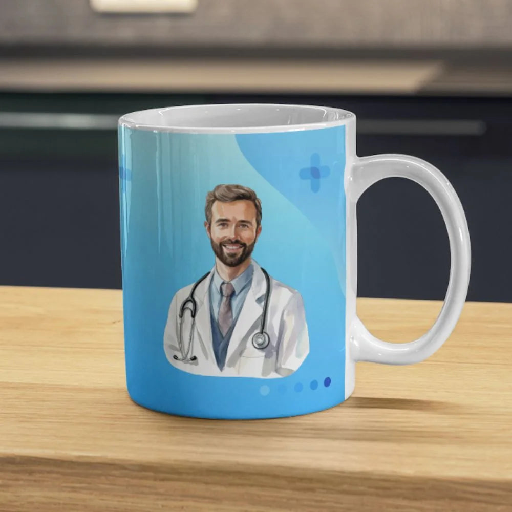 Cana personalizata, Eu sunt doctor Model 11, Ceramica, Alb, 350 ml