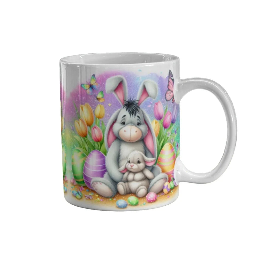 Cana personalizata, Bullyland Magarusul din Winnie the Pooh Model 2, Ceramica, Alb, 350 ml