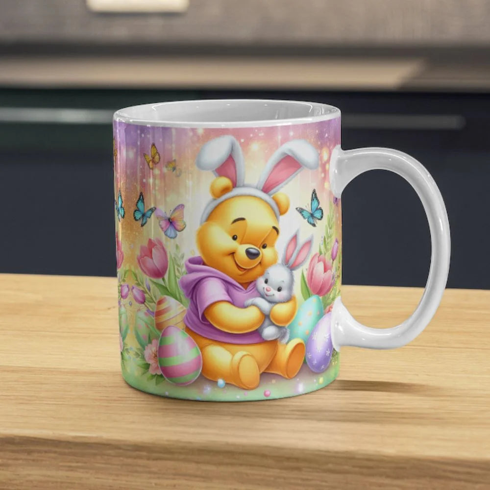 Cana personalizata, Winnie the Pooh de Paste, Ceramica, Alb, 350 ml