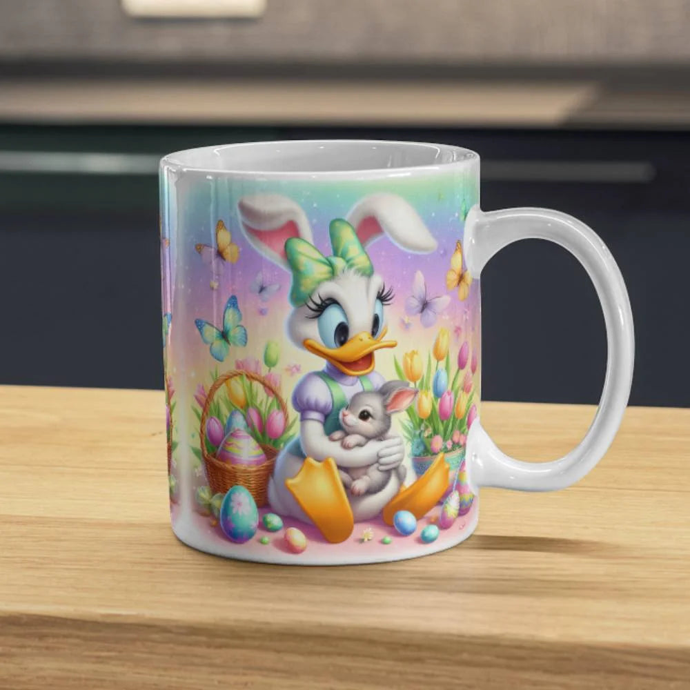 Cana personalizata, Daisy Duck de Paste Model 2, Ceramica, Alb, 350 ml