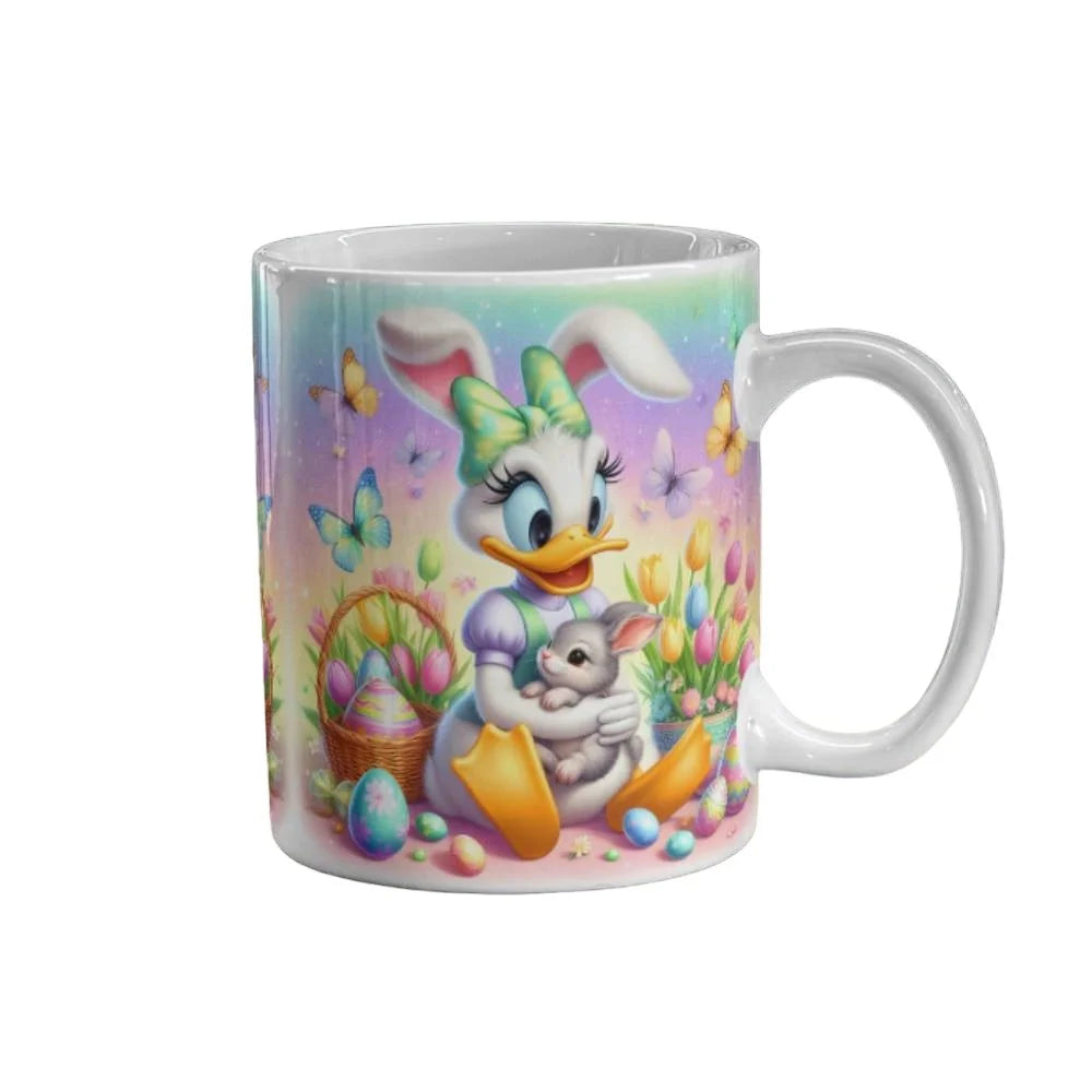 Cana personalizata, Daisy Duck de Paste Model 2, Ceramica, Alb, 350 ml