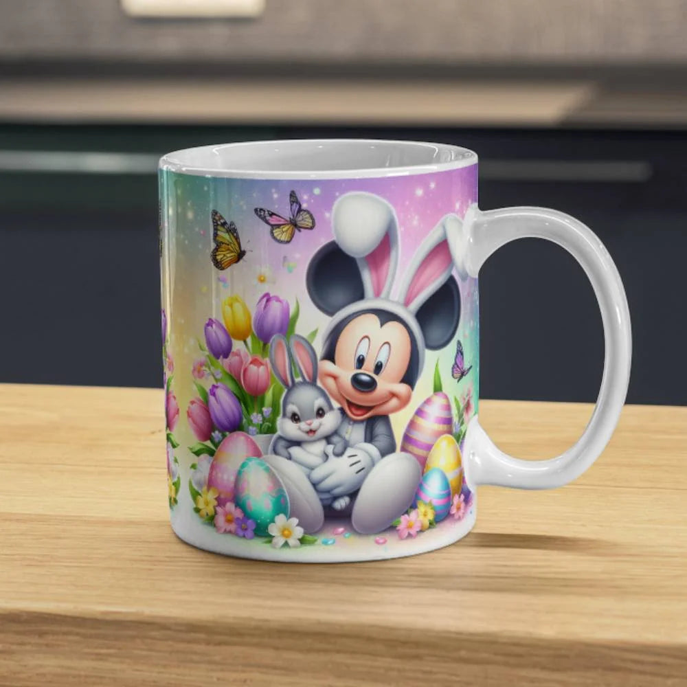 Cana personalizata, Mickey Mouse de Paste, Ceramica, Alb, 350 ml