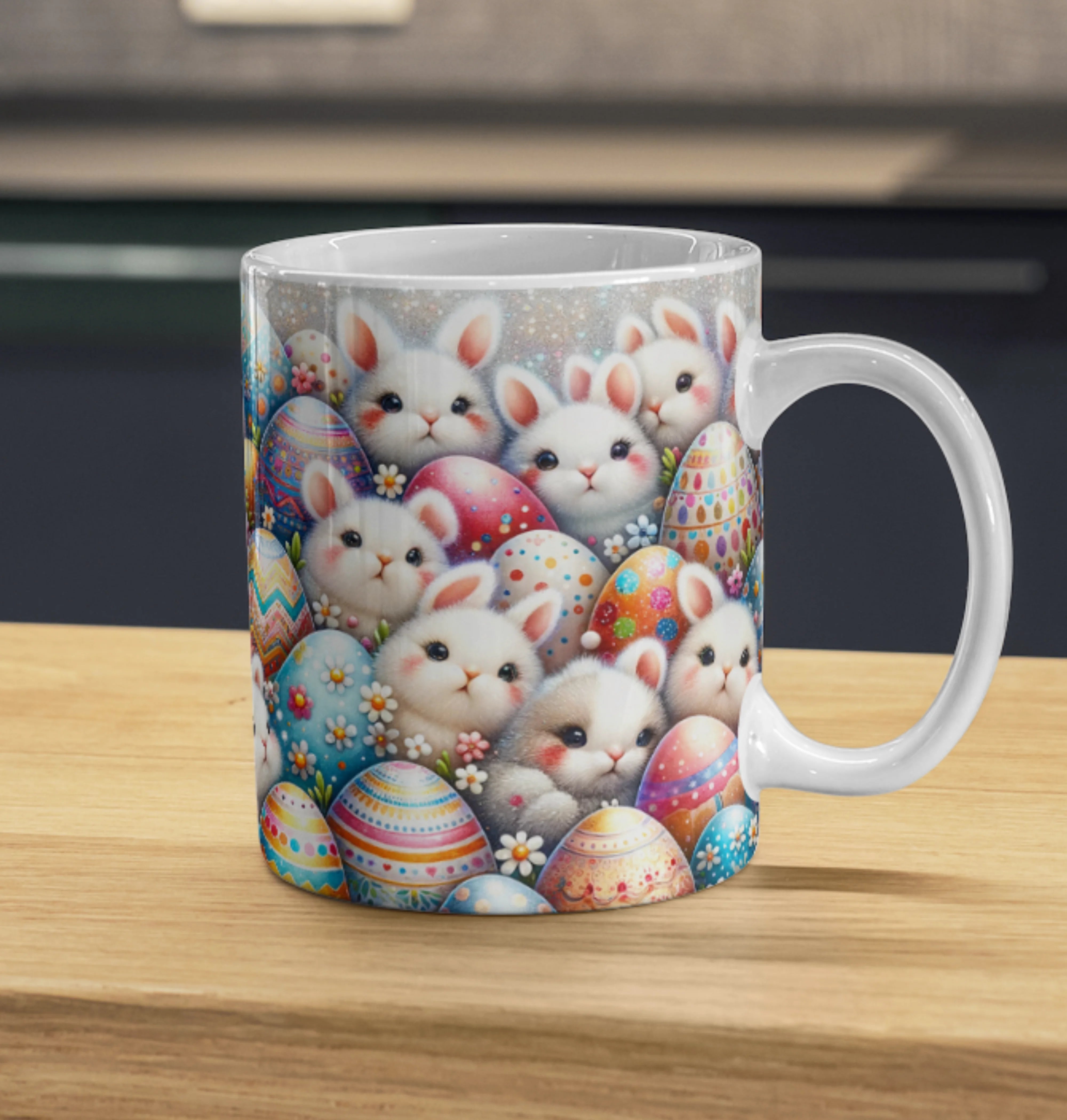 Cana personalizata, Cadou de Paste Model 11, Ceramica, Alb, 350 ml