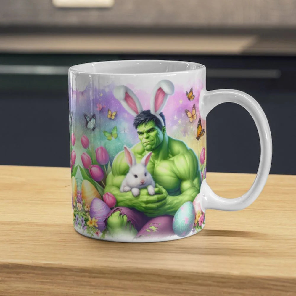 Cana personalizata, Hulk de Paste, Ceramica, Alb, 350 ml