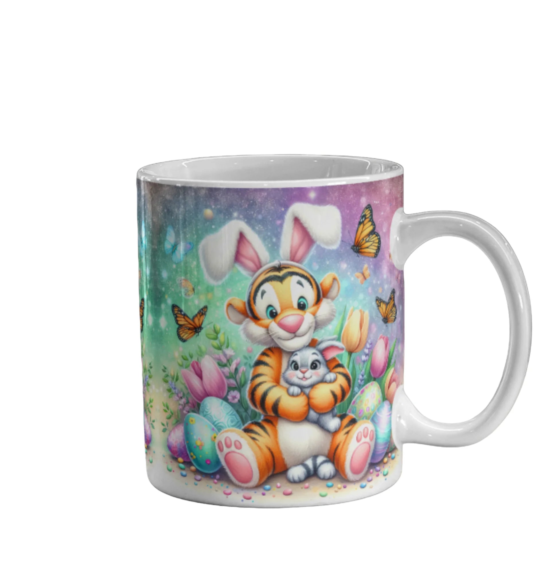 Cana personalizata, Tigrul din Winnie the Pooh de Paste, Ceramica, Alb, 350 ml