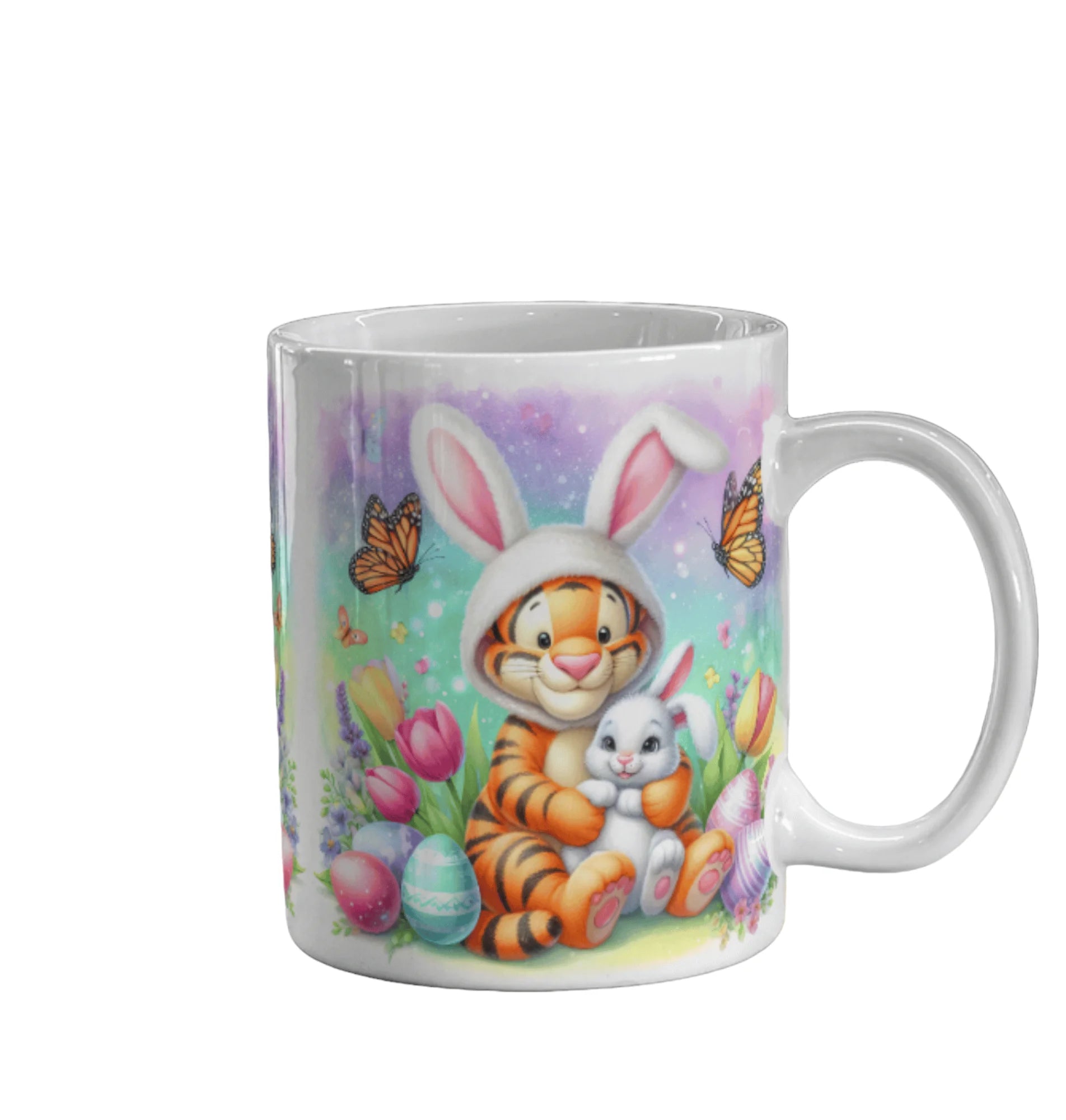 Cana personalizata, Tigrul din Winnie the Pooh  iepuras de Paste, Ceramica, Alb, 350 ml