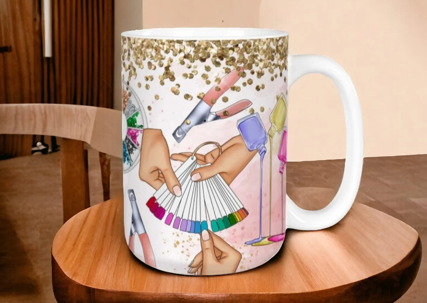 Cana personalizată, Manichiura, Ceramica, Alb, 350 ml