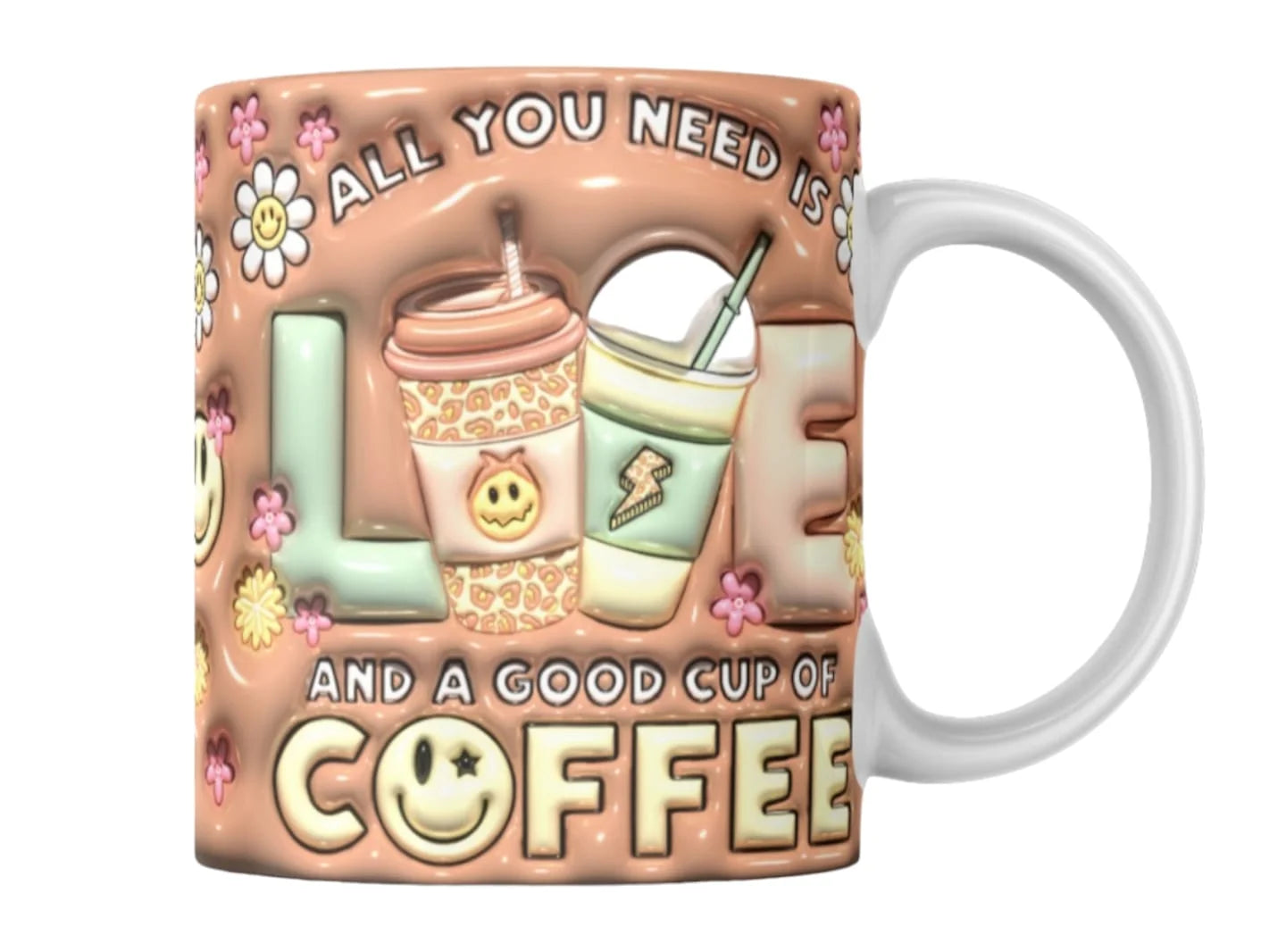 Cana personalizată, Love and a good cup of coffee, Ceramica, Alb, 350 ml