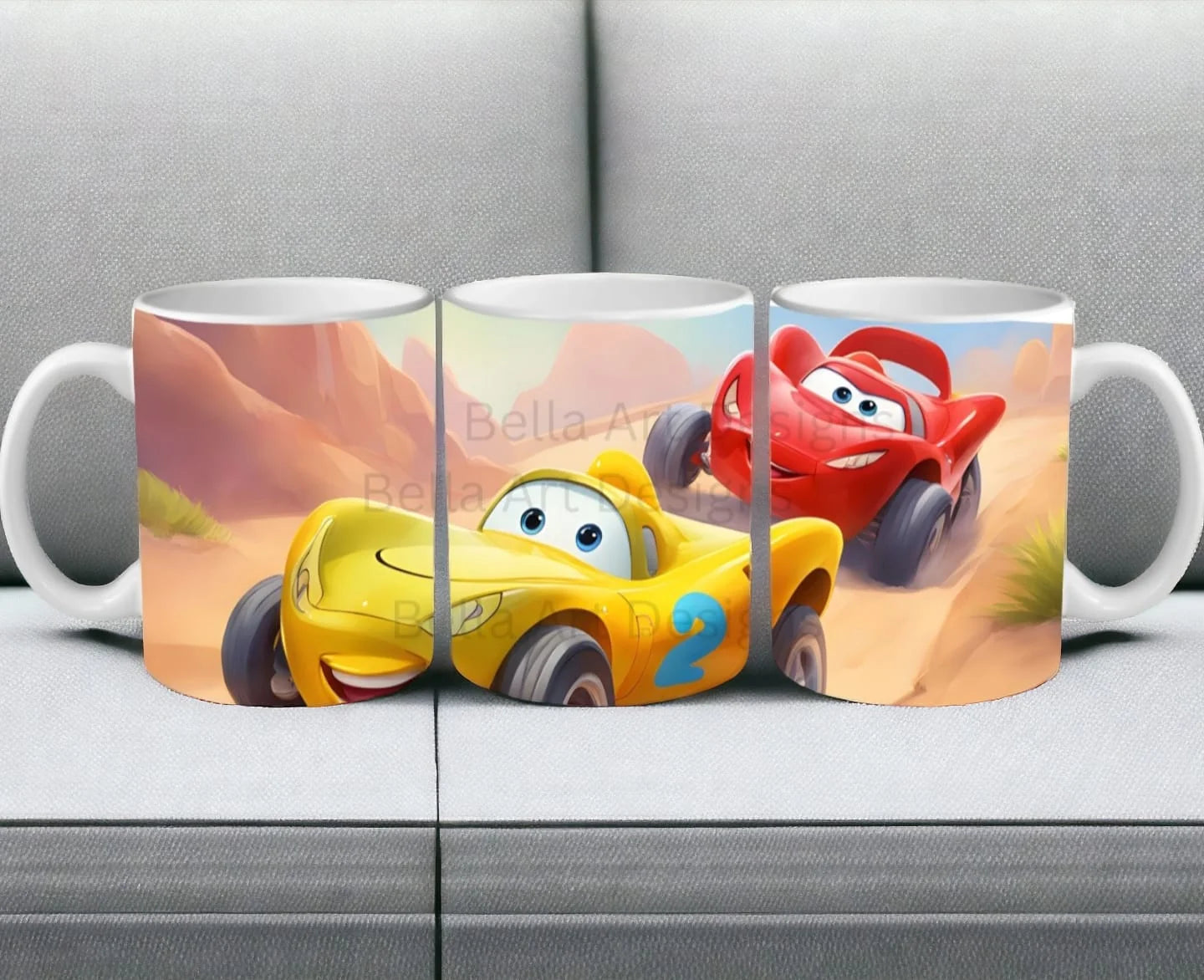 Cana personalizată, Cars, Ceramica, Alb, 350 ml