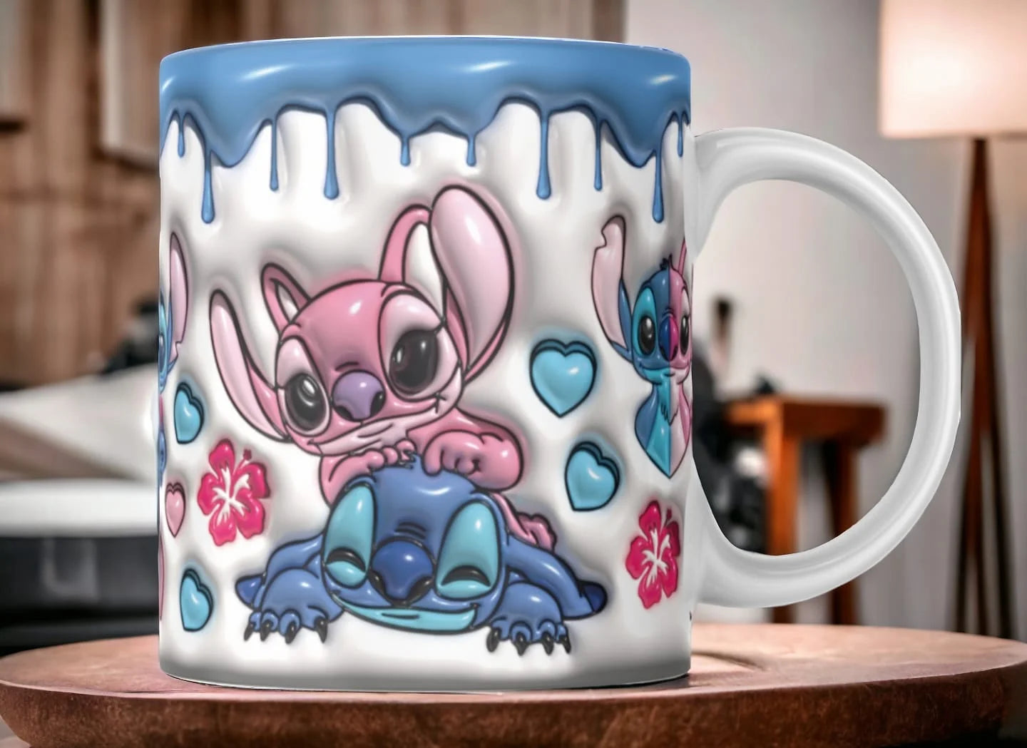 Cana personalizată, Forever love Stitch and Angel, Ceramica, Alb, 350 ml