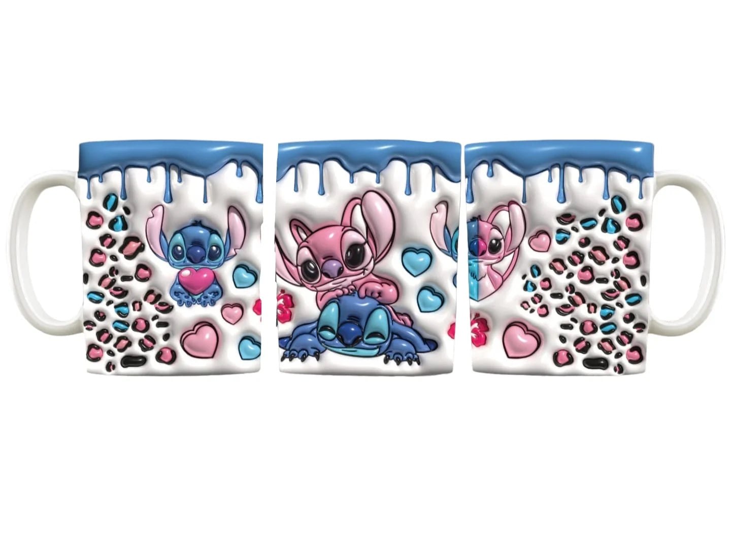 Cana personalizată, Forever love Stitch and Angel, Ceramica, Alb, 350 ml