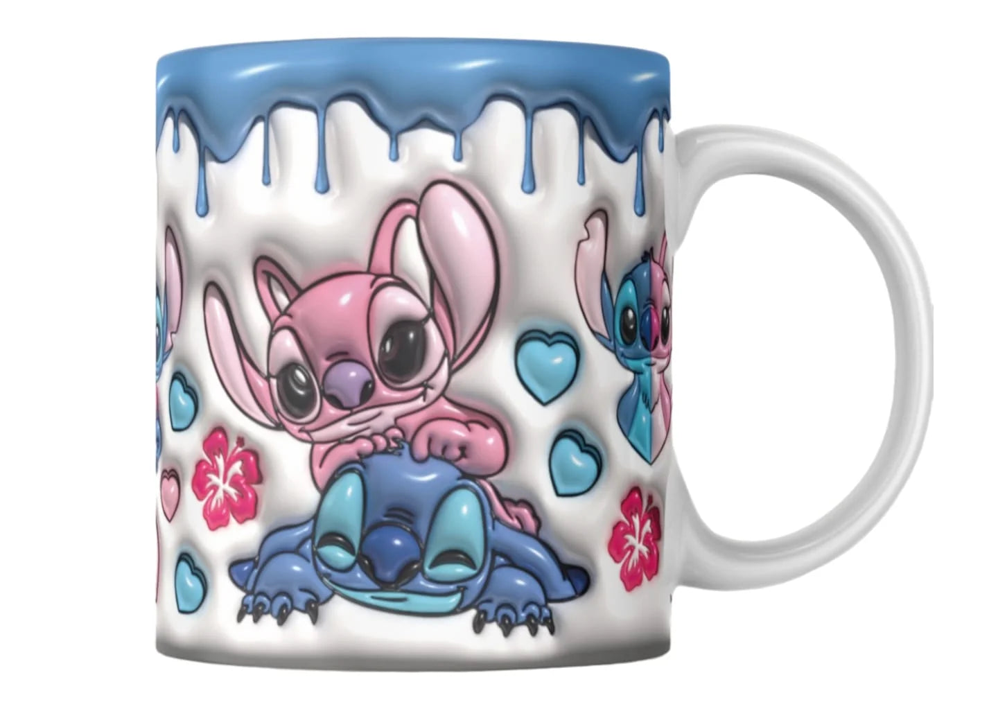 Cana personalizată, Forever love Stitch and Angel, Ceramica, Alb, 350 ml