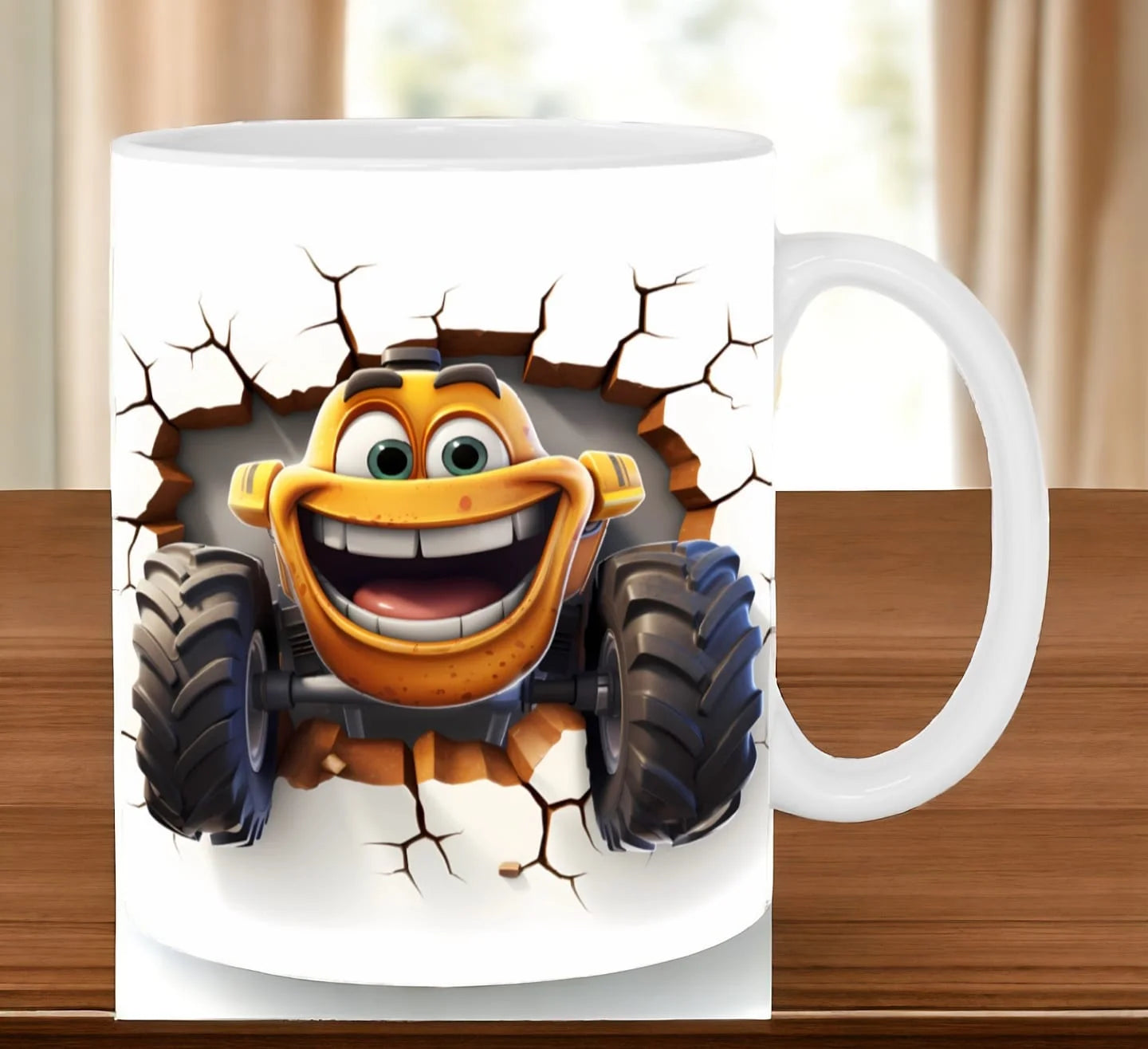 Cana personalizată, Tractor, Ceramica, Alb, 350 ml