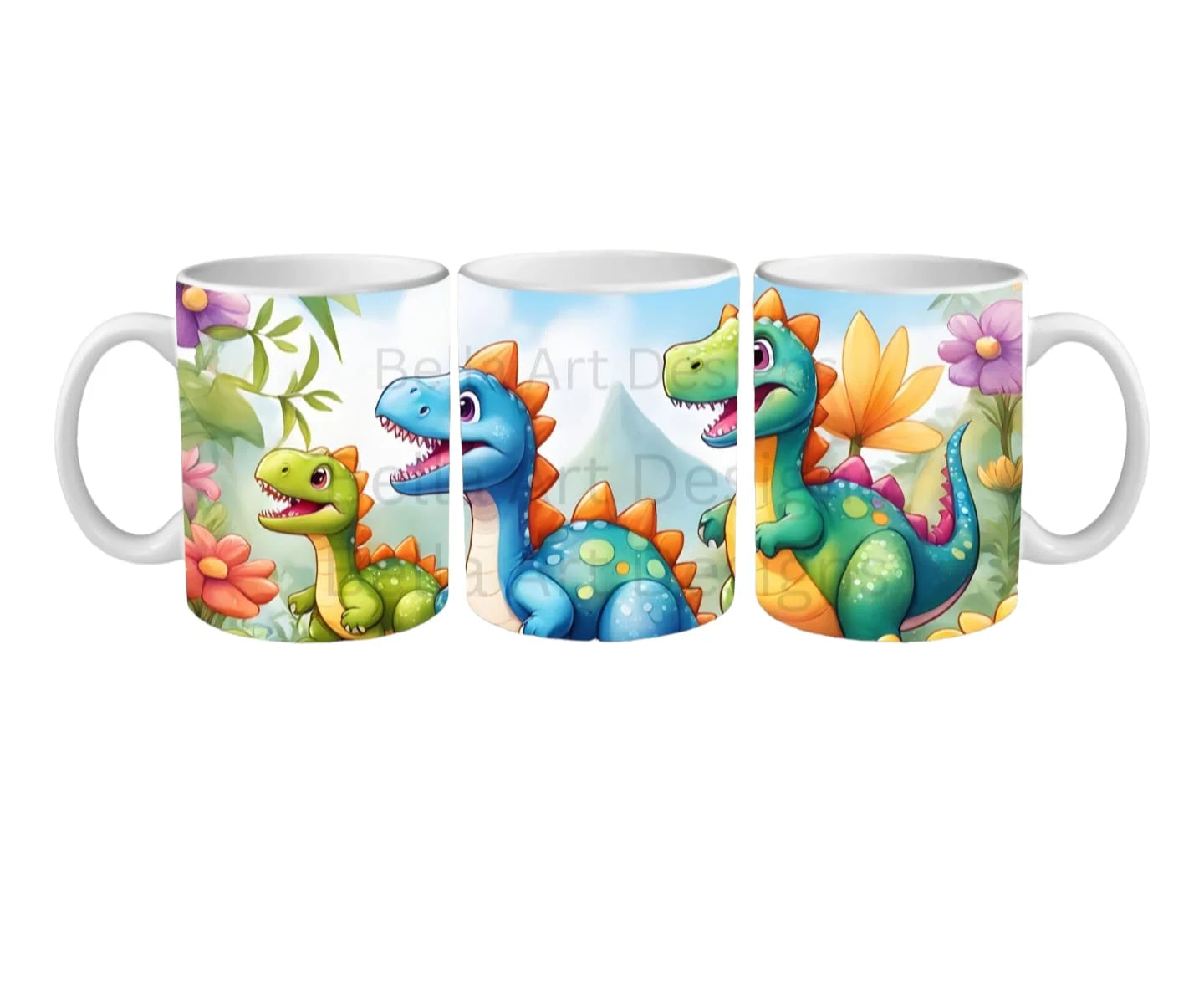 Cana personalizata, Dino model 1, Ceramica, Alb, 350 ml