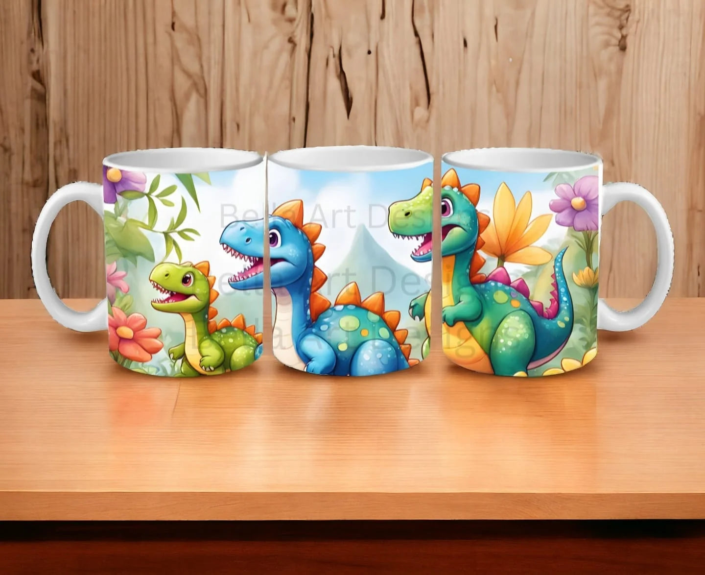 Cana personalizata, Dino model 1, Ceramica, Alb, 350 ml