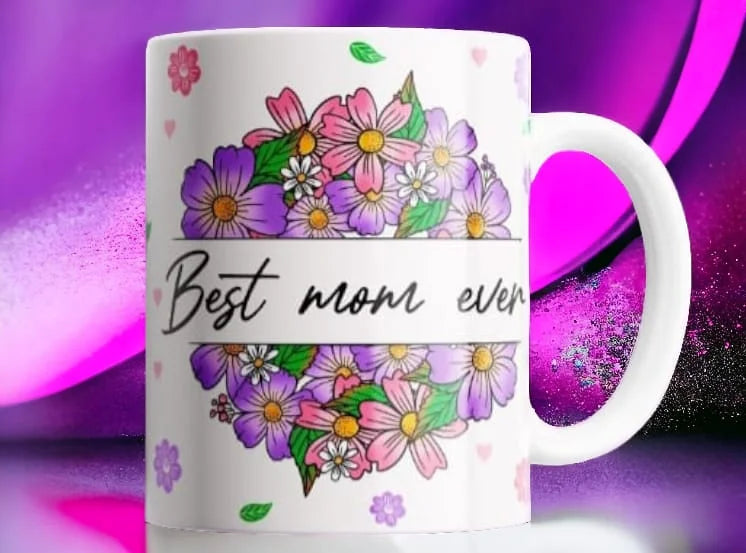 Cana personalizata, Best mom ever Model 1, Ceramica, Alb, 350 ml