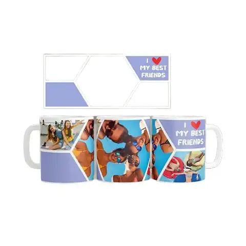 Cana personalizata, Best Friends model 3, Ceramica, Alba, 350 ml