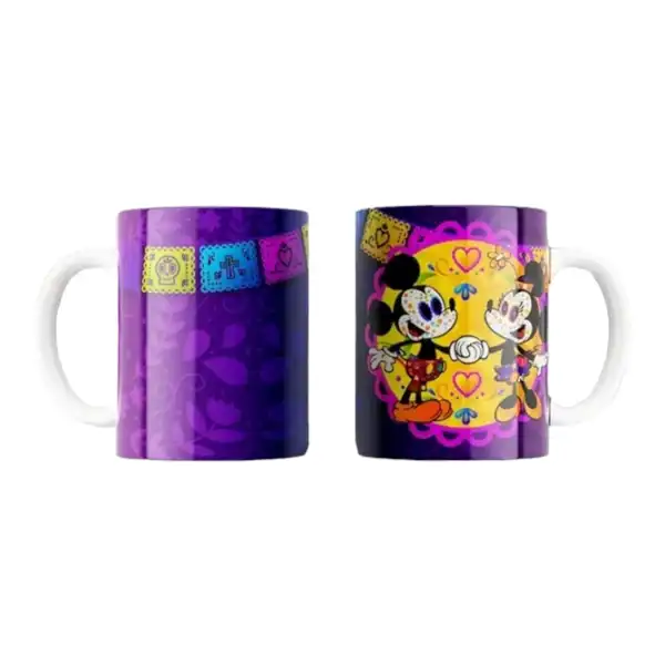 Cana personalizata, Mickey si Minnie, Ceramica, Alb, 350 ml