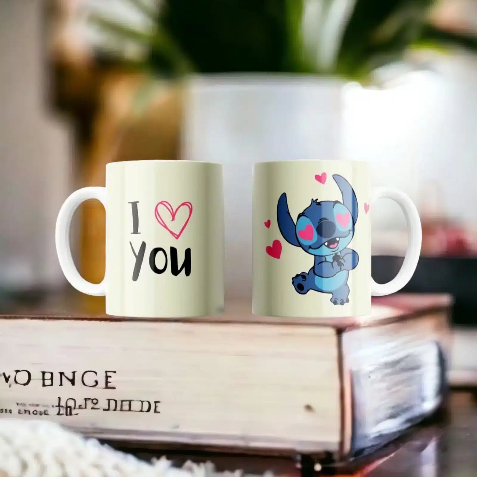 Cana personalizata, I love You Stitch, Ceramica, Alb, 350 ml