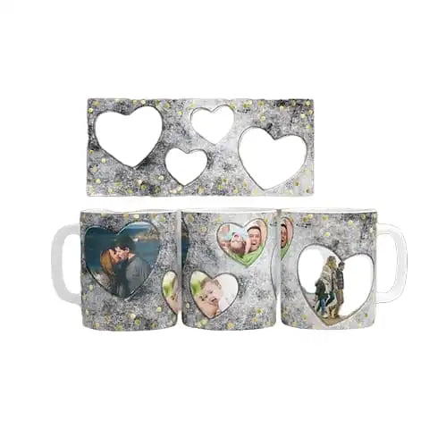 Cana personalizata, Love you cu 4 fotografii, Ceramica, Alb, 350 ml