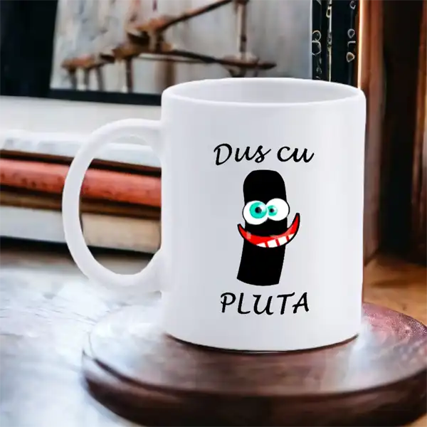 Cana personalizata, Dus cu pluta, Ceramica, Alb, 350 ml