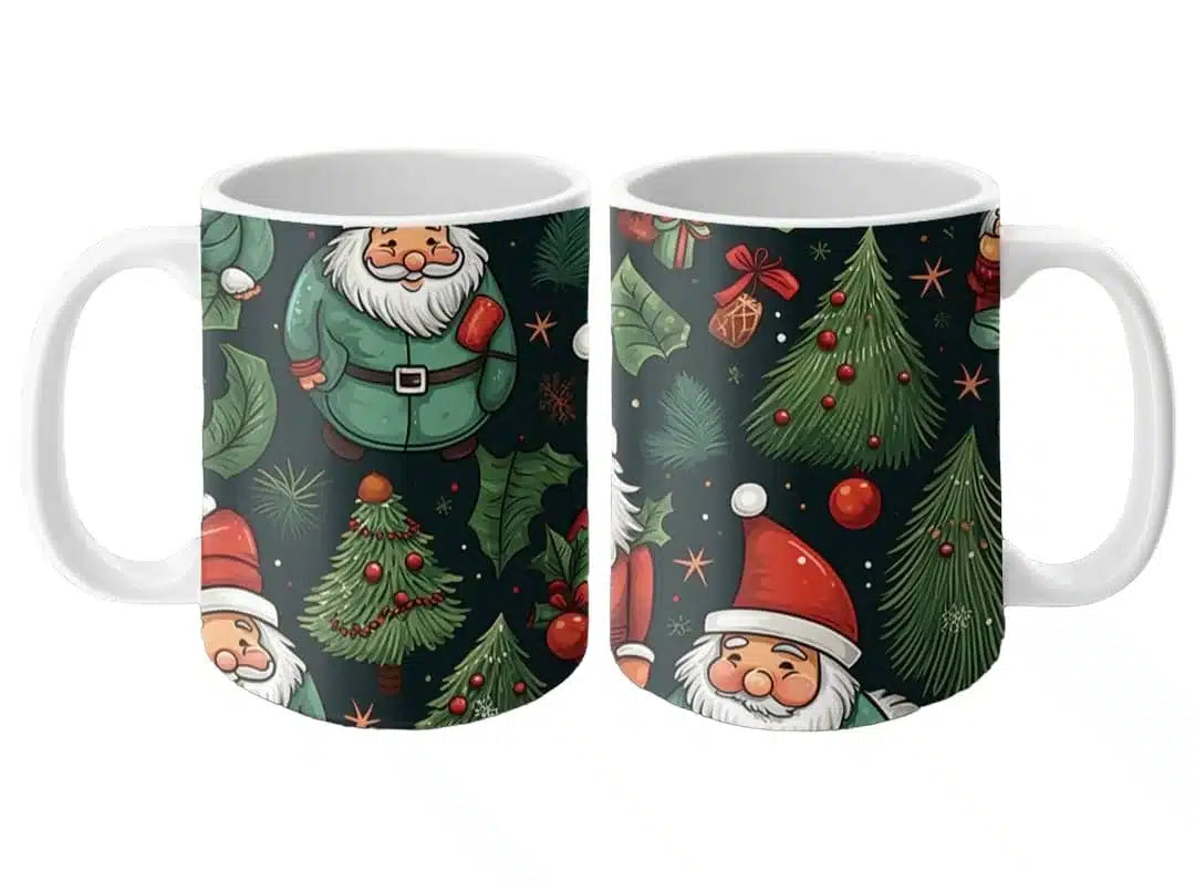 Cana personalizata, Mos Craciun Model 13, Ceramica, Alb, 350 ml