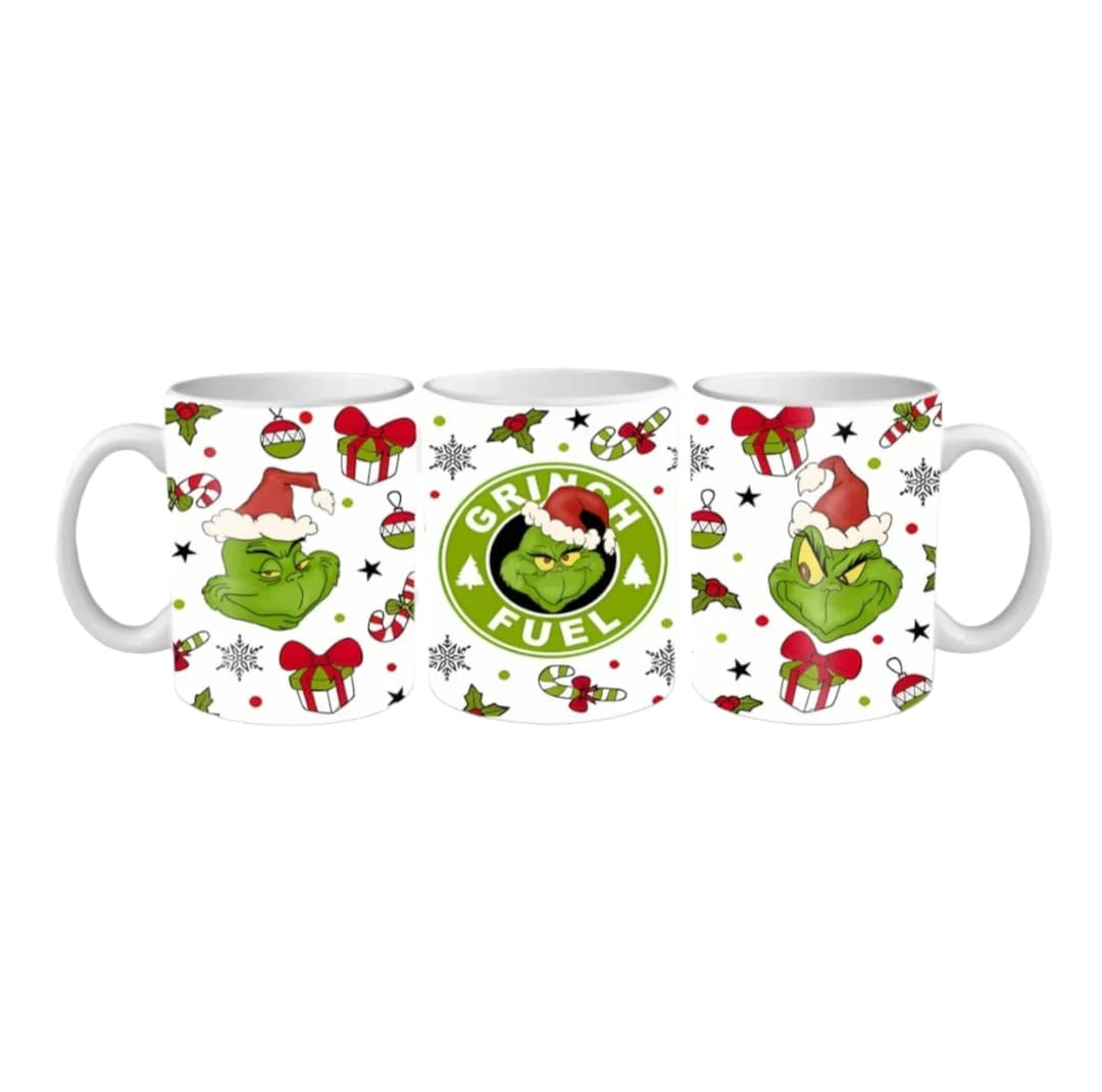 Cana personalizata, Grinch de Craciun Model 17, Ceramica, Alb, 350 ml