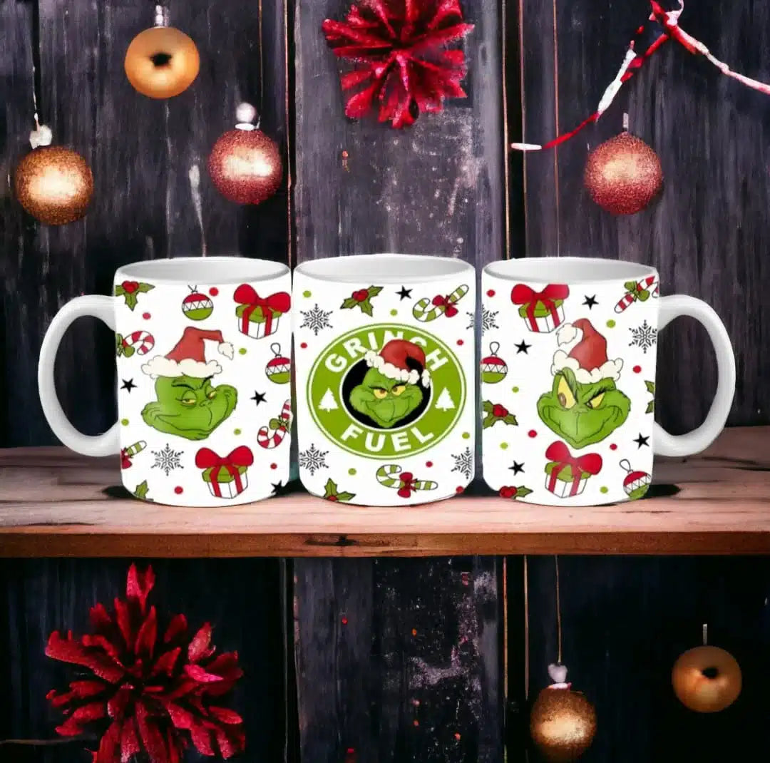 Cana personalizata, Grinch de Craciun Model 17, Ceramica, Alb, 350 ml