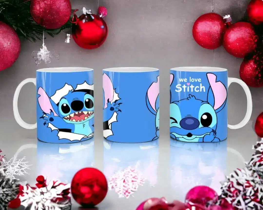 Cana personalizata, Stitch Model 3, Ceramica, Alb, 350 ml