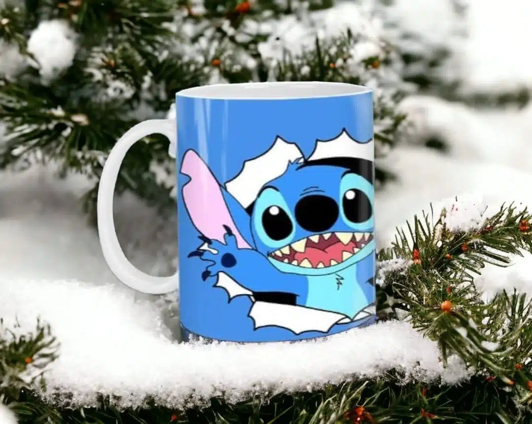 Cana personalizata, Stitch Model 3, Ceramica, Alb, 350 ml