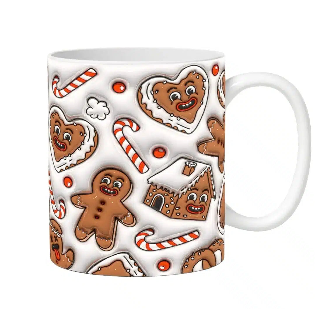 Cana personalizata, Turta dulce de Craciun Model 3, Ceramica, Alb, 350 ml