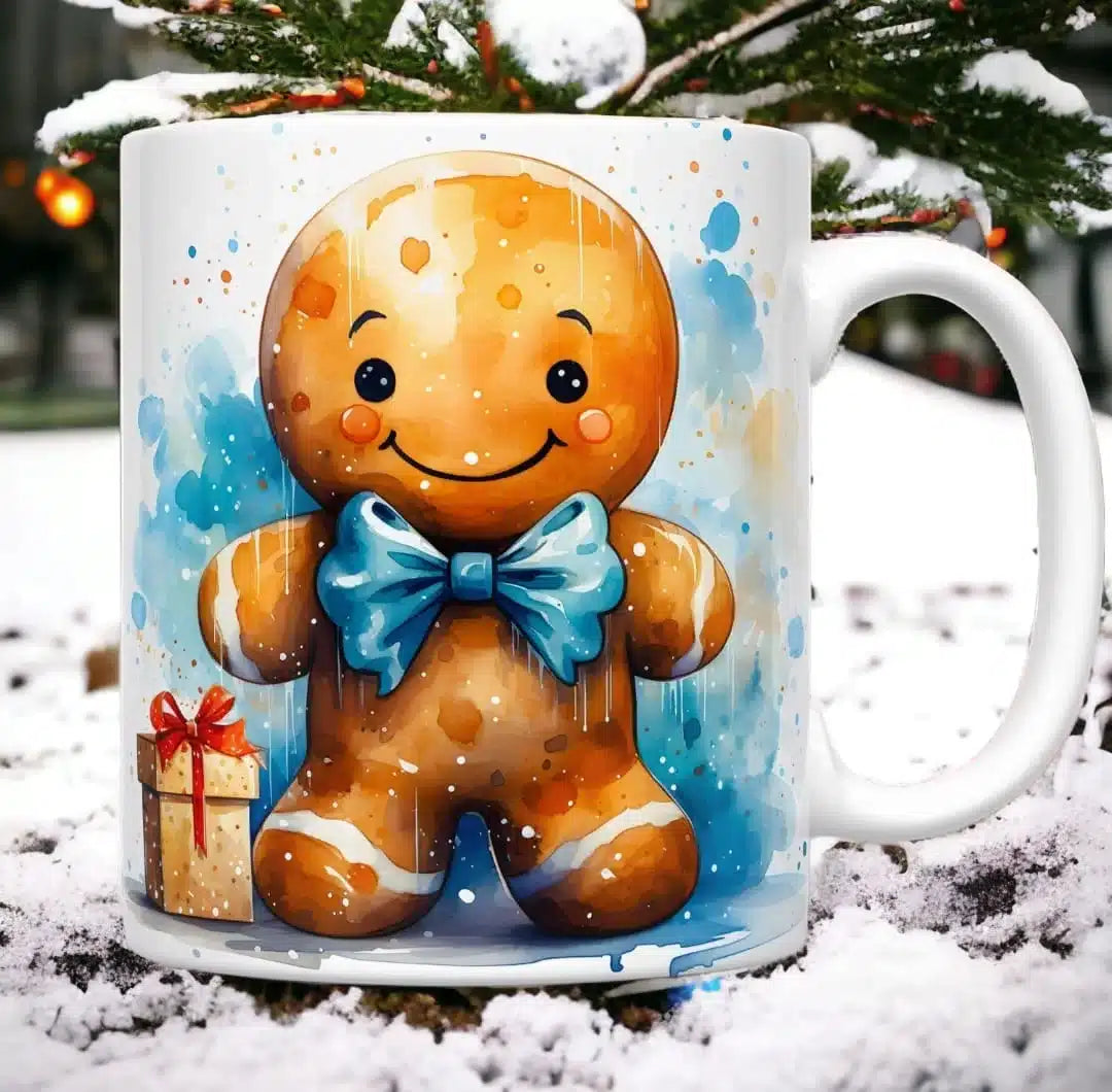 Cana personalizata, Turta dulce de Craciun Model 6, Ceramica, Alb, 350 ml