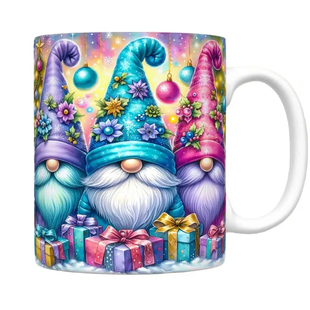 Cana personalizata, Gnom de Craciun Model 5, Ceramica, Alb, 350 ml