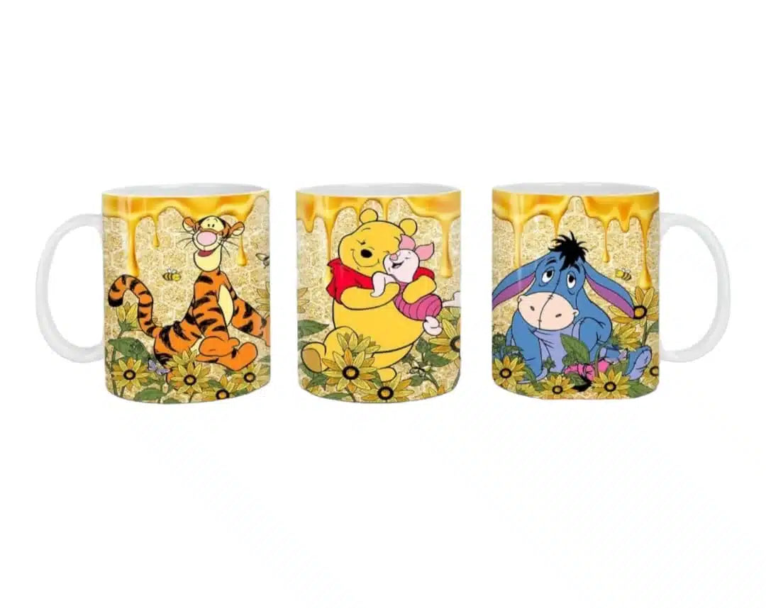 Cana personalizata, Winnie the Pooh si prietenii, Ceramica, Alb, 350 ml