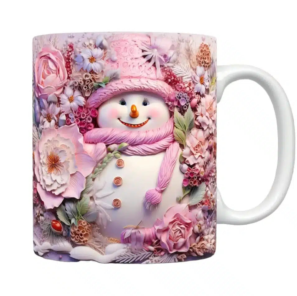 Cana personalizata, Om de zapada roz, Ceramica, Alb, 350 ml