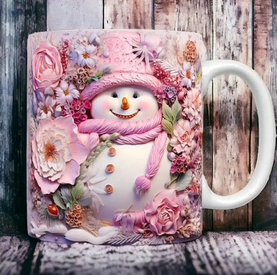 Cana personalizata, Om de zapada roz, Ceramica, Alb, 350 ml