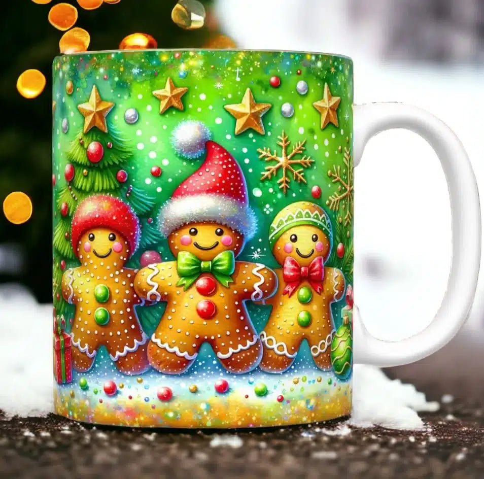 Cana personalizata, Turta dulce de Craciun Model 8, Ceramica, Alb, 350 ml