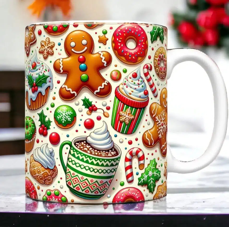 Cana personalizata, Dulce de Craciun Model 1, Ceramica, Alb, 350 ml