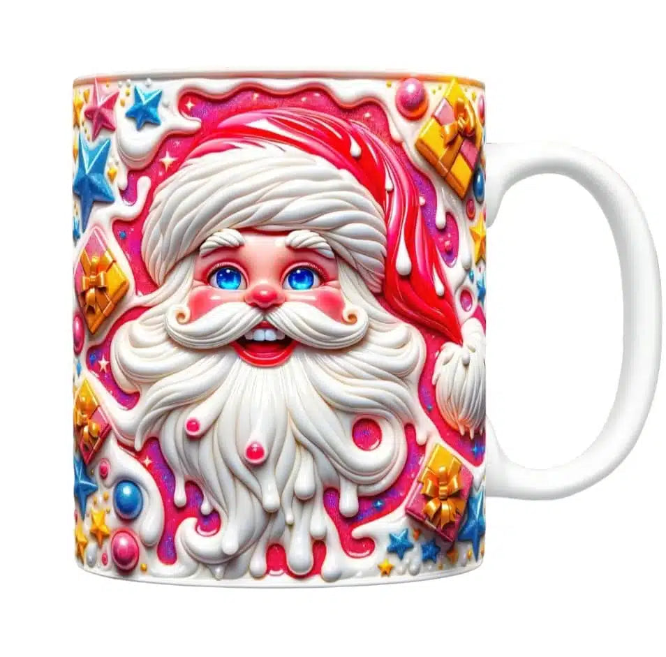 Cana personalizata, Mos Craciun Model 18, Ceramica, Alb, 350 ml