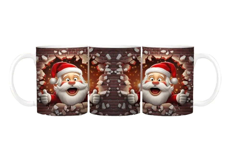 Cana personalizata, Mos Craciun Model 20, Ceramica, Alb, 350 ml