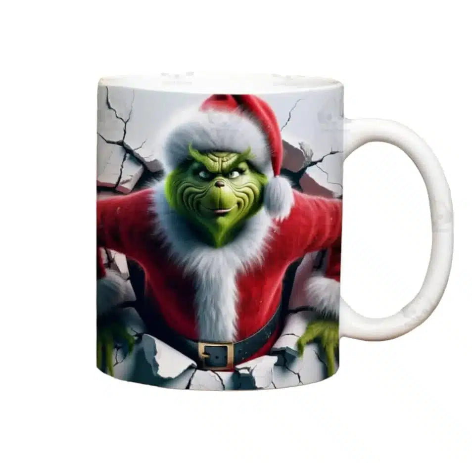 Cana personalizata, Grinch de Craciun Model 20, Ceramica, Alb, 350 ml