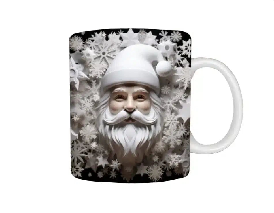 Cana personalizata, Mos Craciun Model 39, Ceramica, Alb, 350 ml