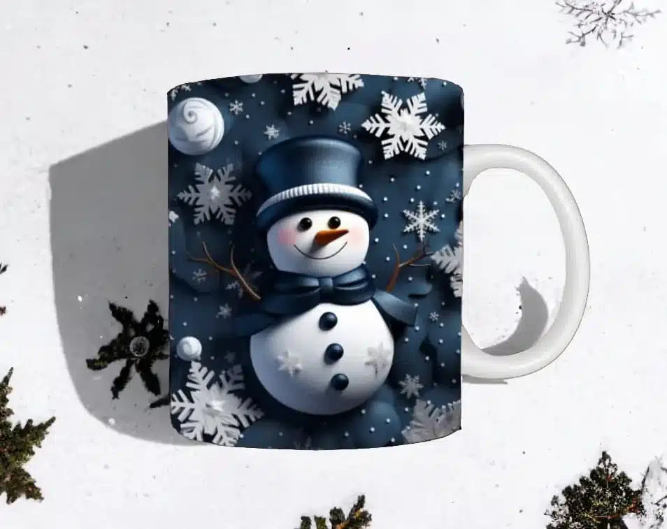 Cana personalizata, Om de Zapada de Craciun Model 10, Ceramica, Alb, 350 ml