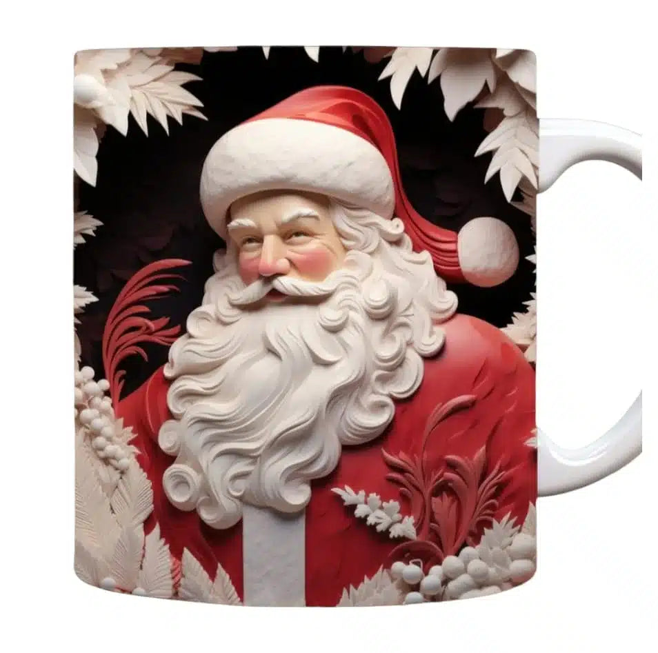 Cana personalizata, Mos Craciun Model 40, Ceramica, Alb, 350 ml