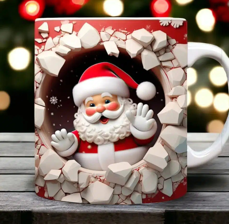 Cana personalizata, Mos Craciun Model 50, Ceramica, Alb, 350 ml