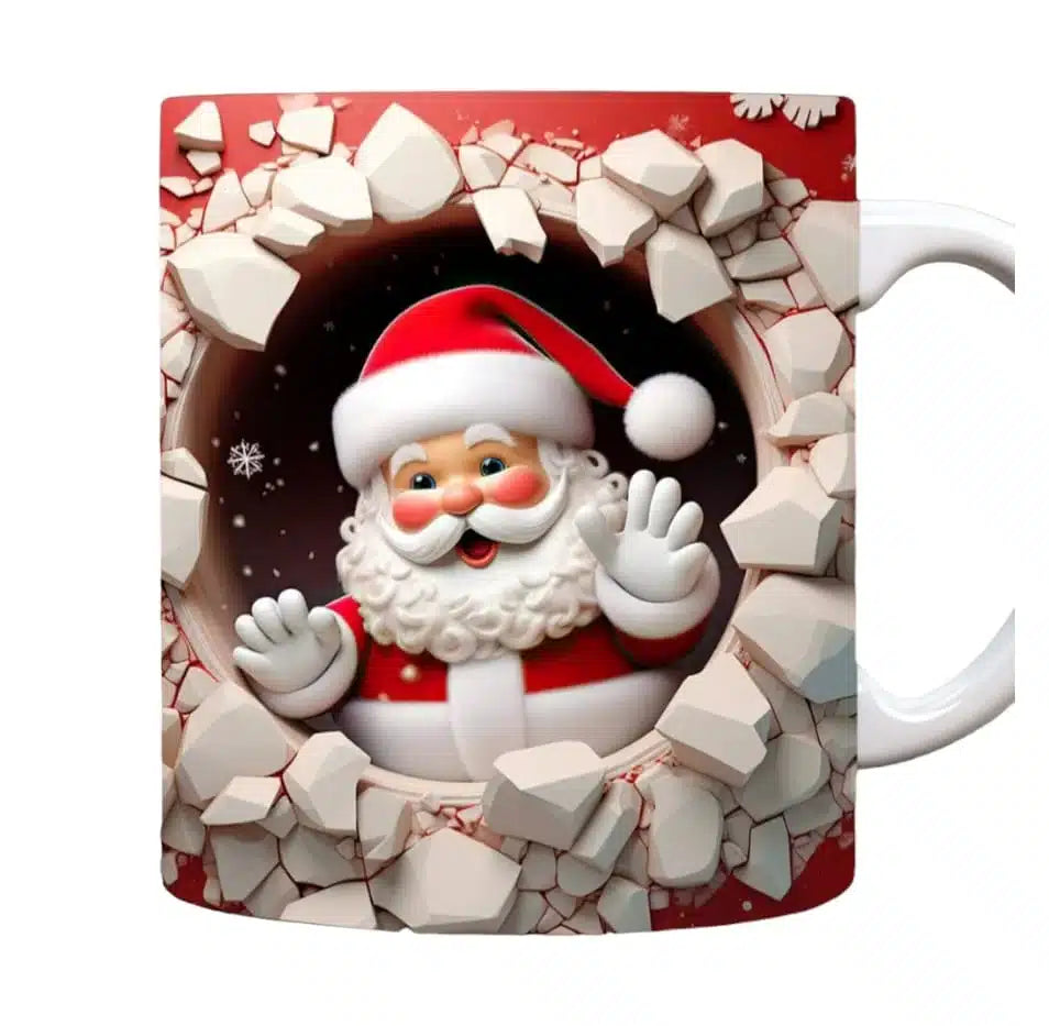 Cana personalizata, Mos Craciun Model 50, Ceramica, Alb, 350 ml