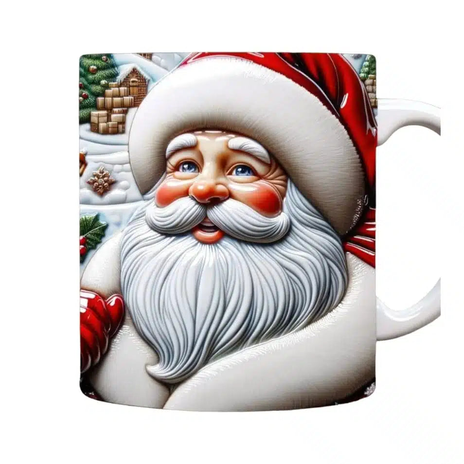 Cana personalizata, Mos Craciun Model 51, Ceramica, Alb, 350 ml