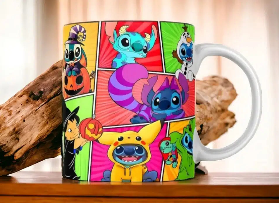 Cana personalizata, Stitch Deghizat Model 1 , Ceramica, Alb, 350