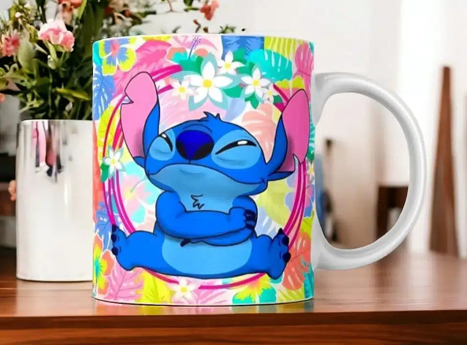 Cana personalizata, Stitch Model 10, Ceramica, Alb, 350