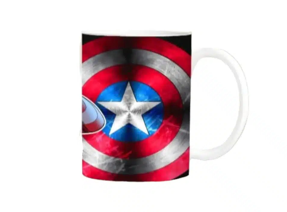 Cana personalizata, Captain America Model 2, Ceramica, Alb, 350 ml